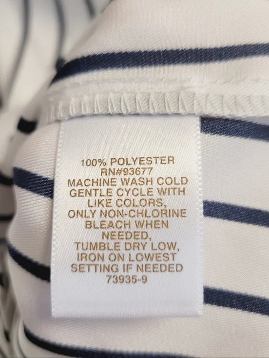 Ryegrass NWT Womens Size 1X White/Navy Striped Button Collared V-Neck Long Slee - Picture 6 of 9